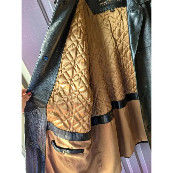 Andrew Marc New York mens‎  black leather insulated coat size XL heavy well made - Picture 3 of 7